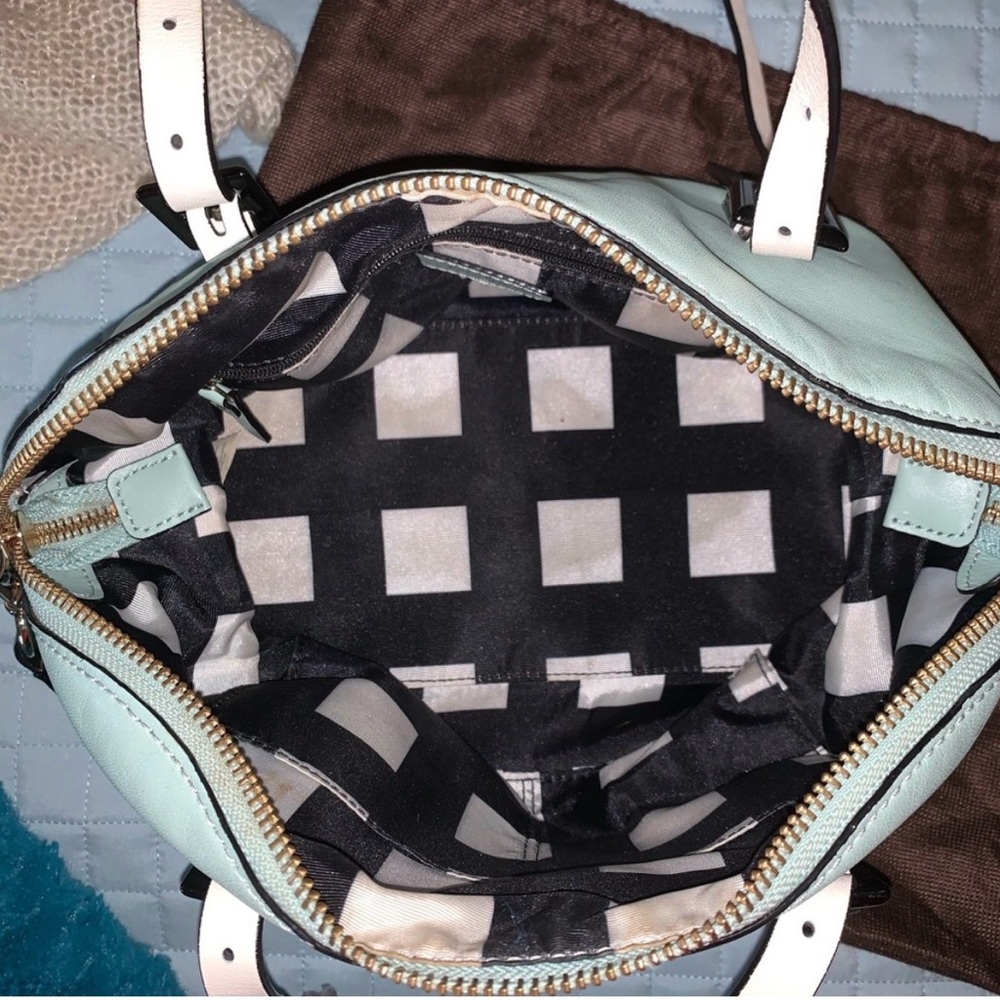 kate spade Mint Green Leather Satchel with Black Straps and Gold Hardware - Picture 5 of 5